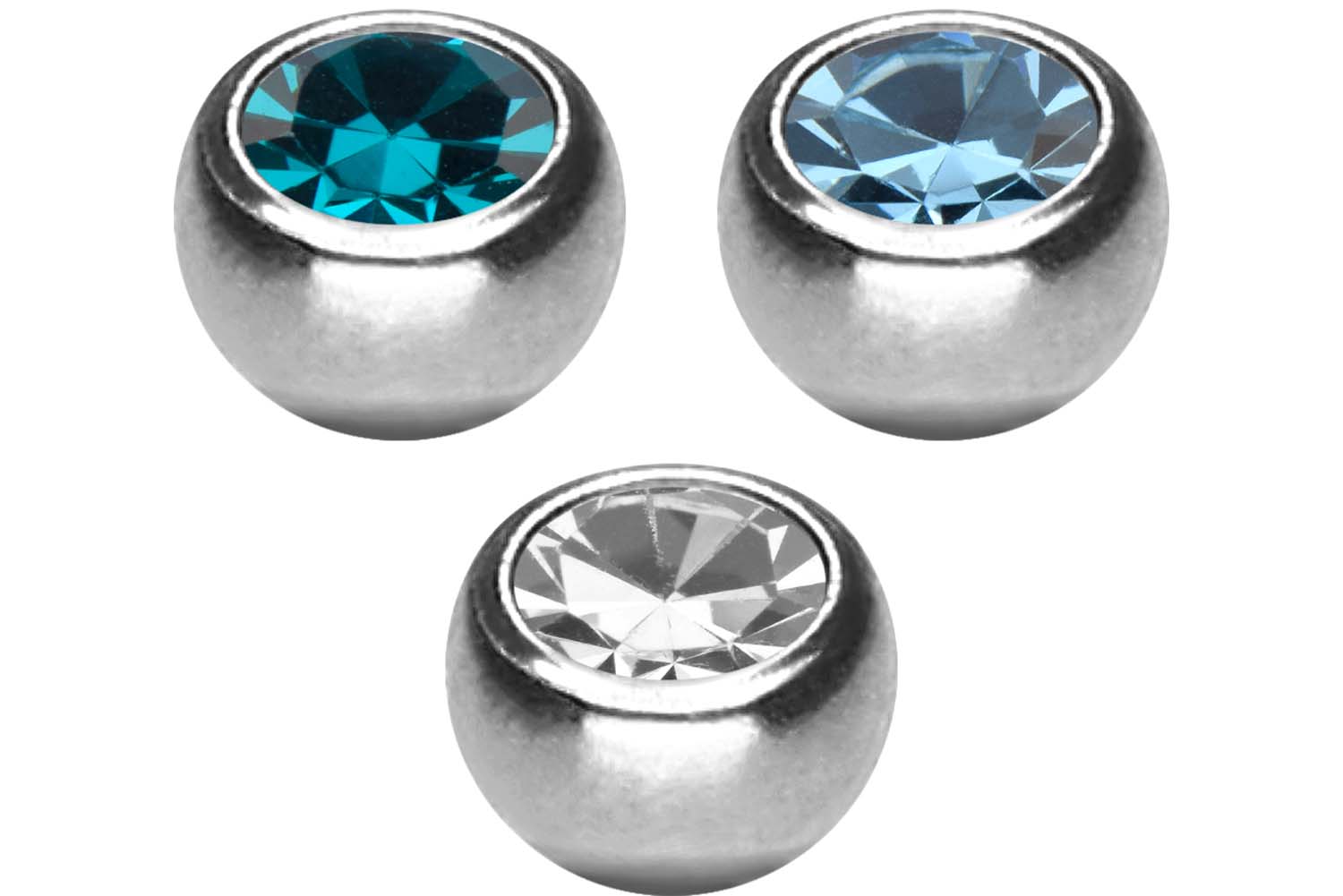 SET Titan Schraubkugel KRISTALL von Piercingline